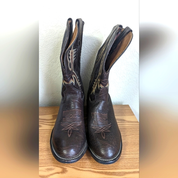 Tony Lama Men's Shrunken Shoulder Brown Leather Cowboy Boots CT2032 Size 8.5 D - Picture 8 of 13